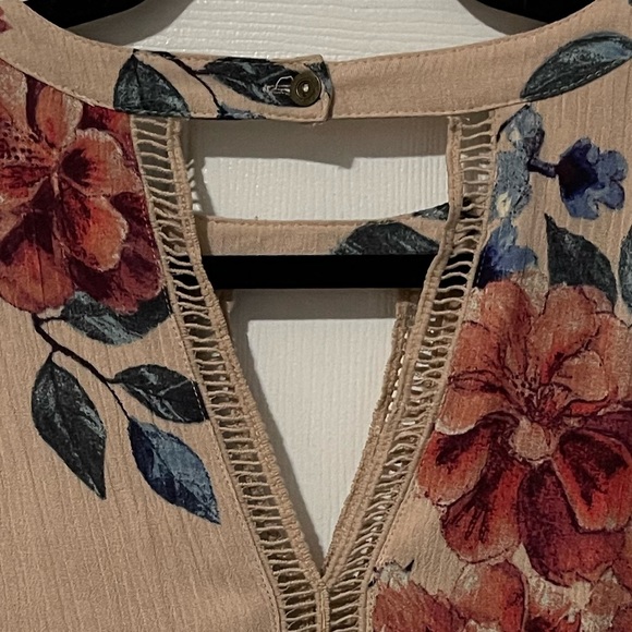 Blu Pepper Anthropologie Blush Boho Chic Floral Dress Keyhole Back Small - Picture 6 of 9